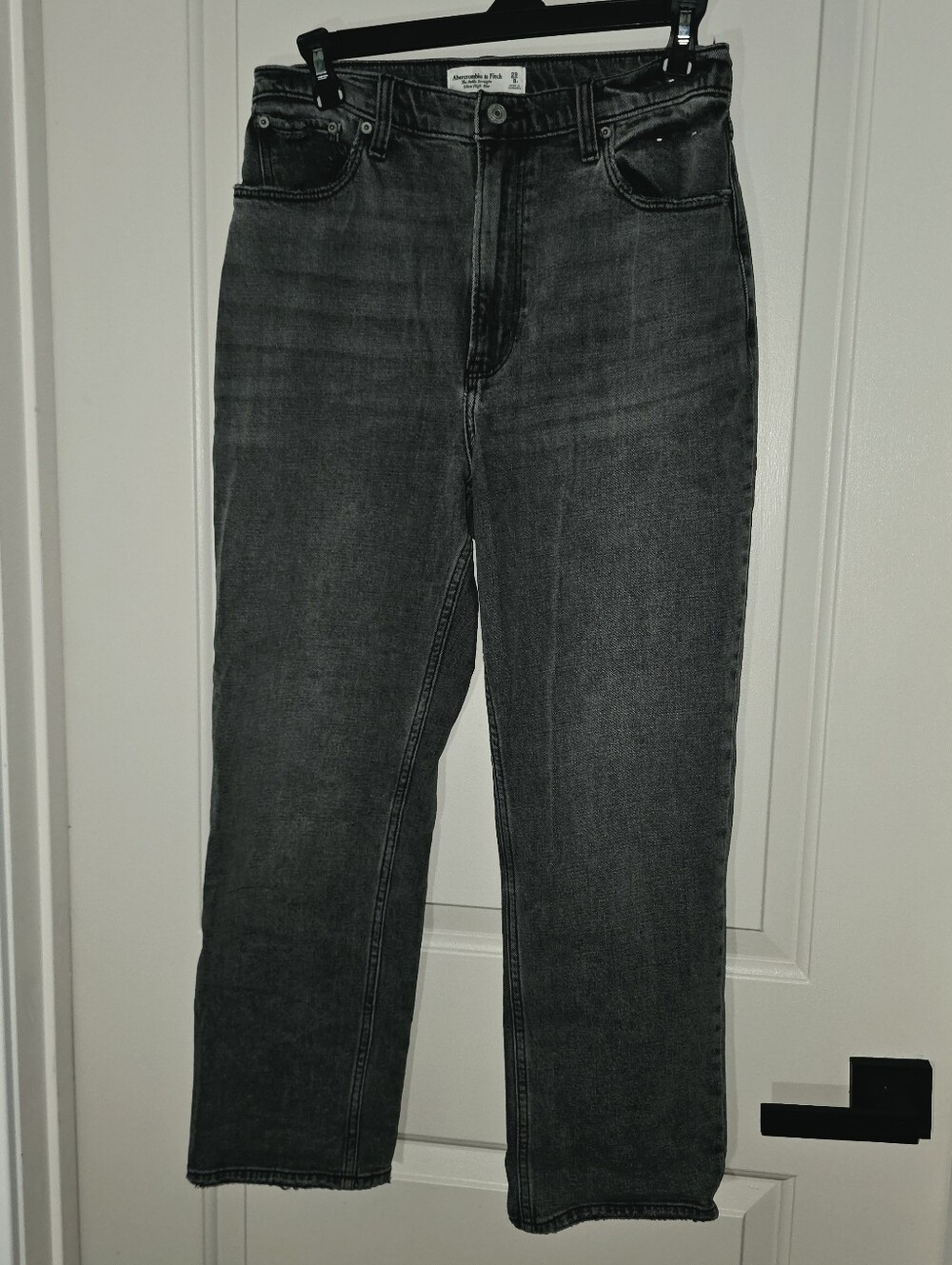 Abercrombie & Fitch Black Denim Ankle Straight Ultra High Rise Curve Love